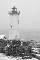 Fort Constitution Lighthouse During Snowfall